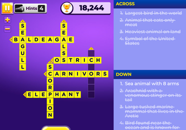 Crossword solving clues screen