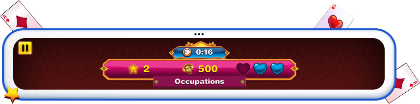Cryptic Cards game display on top of the screen screen