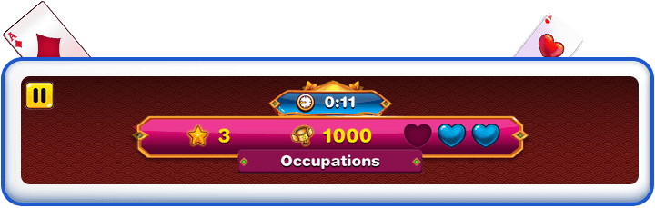Cryptic Cards game display on top of the screen screen