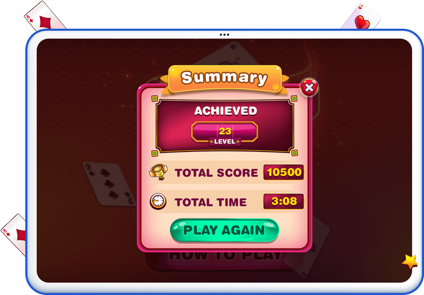 Cryptic Cards game summary screen