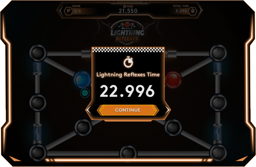 Lightning Reflexes total time screen