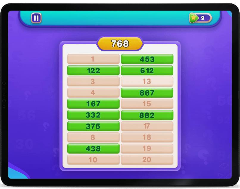 Number Fill gameplay screen