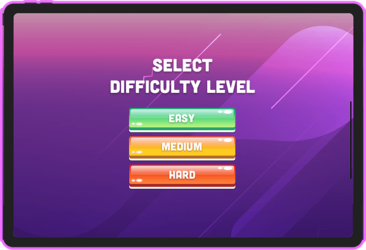 Reveal difficulty level selection screen