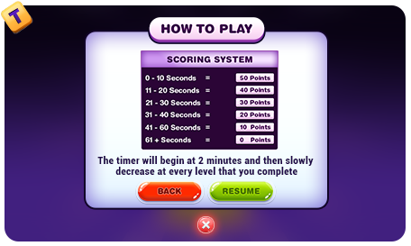 Secret Letter scoring system screen