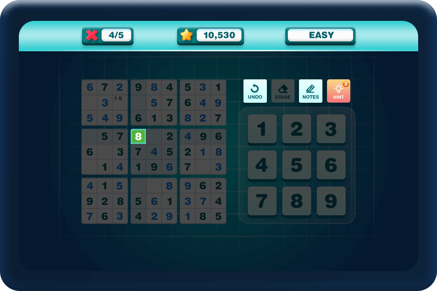 Sudoku game completion screen